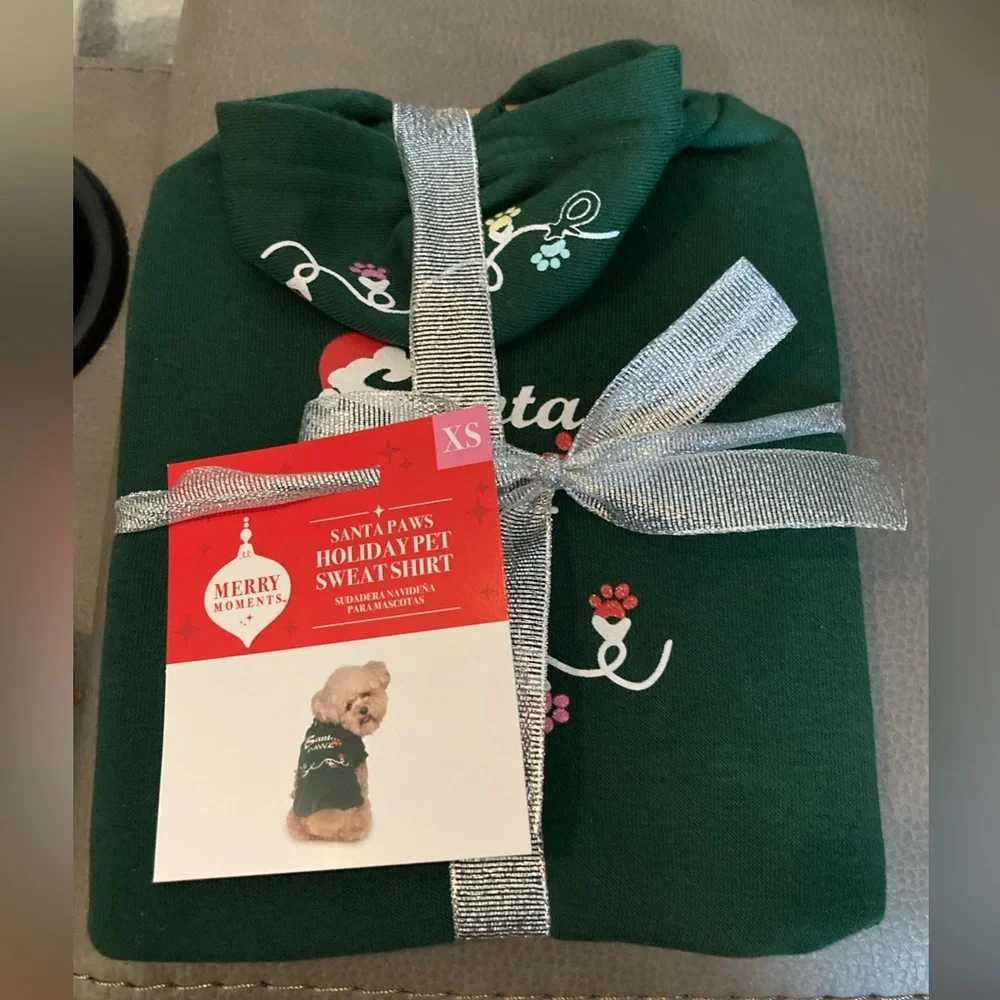 PAWZ Santa Paws Green dog cat  hoodie Sweatshirt XS sweater pet